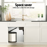 NNEDSZ Kitchen Swing Out Pull Out Bin Stainless Steel Garbage Rubbish Can 12L