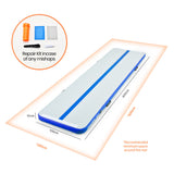 NNEMB 400x100x10cm Inflatable Air Track Mat Tumbling Gymnastics-Blue & White-with Electric Pump