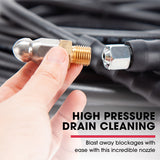 NNEMB 20M Hose and Drain Cleaner Nozzle Accessory Pack for Petrol Pressure Washer
