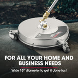 NNEMB 15 Stainless Steel Pressure Washer Surface Cleaner-1/4 Fitting-For Concrete Driveway Patio Floor
