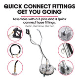NNEMB 18 Stainless Steel Pressure Washer Surface Cleaner with Yoke Handlebar-3/8 Fitting-For Concrete Driveway Patio Floor