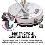 NNEMB 18 Stainless Steel Pressure Washer Surface Cleaner with Yoke Handlebar-3/8 Fitting-For Concrete Driveway Patio Floor