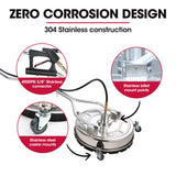 NNEMB 21 Stainless Steel Pressure Washer Surface Cleaner with Yoke Handlebar-3/8 Fitting-For Concrete Driveway Patio Floor
