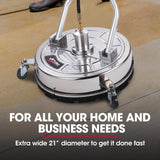 NNEMB 21 Stainless Steel Pressure Washer Surface Cleaner with Yoke Handlebar-3/8 Fitting-For Concrete Driveway Patio Floor