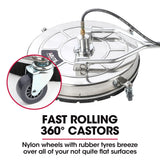 NNEMB 24 Stainless Steel Pressure Washer Surface Cleaner-3/8 Fitting-with Yoke Handlebar-For Concrete Driveway Patio Floor