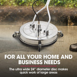 NNEMB 24 Stainless Steel Pressure Washer Surface Cleaner-3/8 Fitting-with Yoke Handlebar-For Concrete Driveway Patio Floor