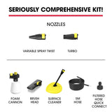 NNEMB RW535 Electric High Pressure Washer-2600PSI Water Cooled Motor-2 Nozzles-Brush Head-Deck Cleaner-Detergent Bottle
