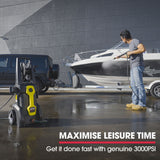 NNEMB RW545 Electric High Pressure Washer-3000PSI Water Cooled Motor-2 Nozzles-Brush Head-Deck Cleaner-Detergent Bottle