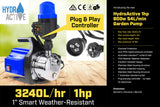 NNEDPE Hydro Active 800w Weatherised Stainless Auto Water Pump Blue
