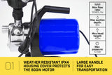 NNEDPE Hydro Active 800w Weatherised Stainless Auto Water Pump Blue