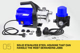 NNEDPE Hydro Active 800w Weatherised Stainless Auto Water Pump Blue