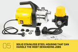 NNEDPE Hydro Active 800w Weatherised stainless auto water pump - Yellow