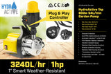 NNEDPE Hydro Active 800w Weatherised stainless auto water pump - Yellow