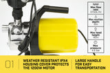 NNEDPE 1200w Weatherised stainless auto water pump - Yellow
