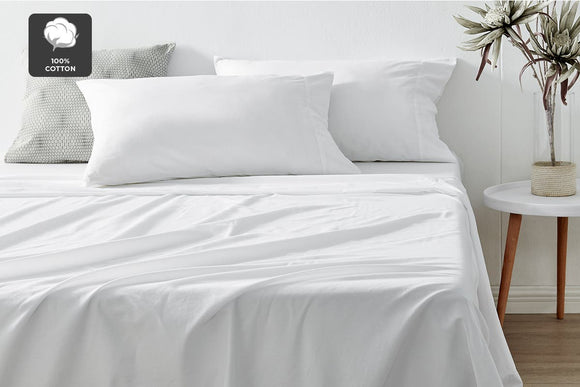 NNEKGE Aesop Stone Wash 100% Cotton Sheet Set (White Queen)