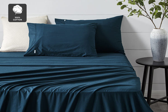 NNEKGE Aesop Stone Wash 100% Cotton Sheet Set (Sky King)