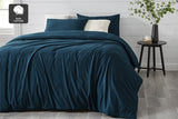 NNEKGE Aesop Stone Wash 100% Cotton Quilt Cover Set (Sky Queen)
