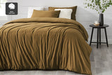 NNEKGE Aesop Stone Wash 100% Cotton Quilt Cover Set (Mustard Queen)