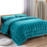 NNEDSZ Bedding Faux Mink Quilt Comforter Winter Weighted Throw Blanket Teal King