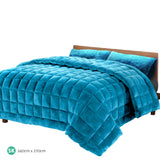 NNEDSZ Bedding Faux Mink Quilt Comforter Winter Weight Throw Blanket Teal Super King