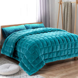 NNEDSZ Bedding Faux Mink Quilt Comforter Winter Weight Throw Blanket Teal Super King