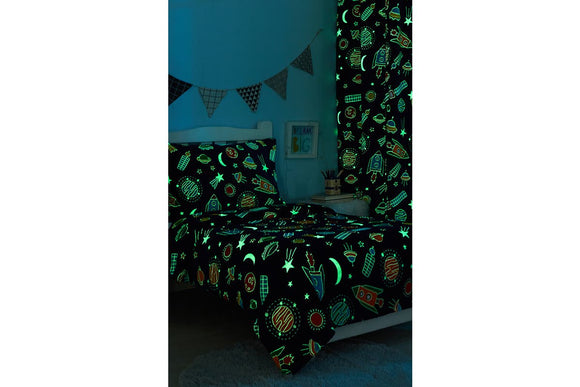NNEKG Ramesses 3 Piece Kids Glow in the Dark Bedroom Set Galaxy