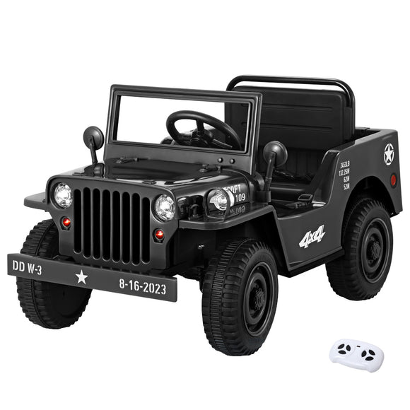 NNEDSZ Rigo Kids Ride On Car Off Road Military Toy Cars 12V Black