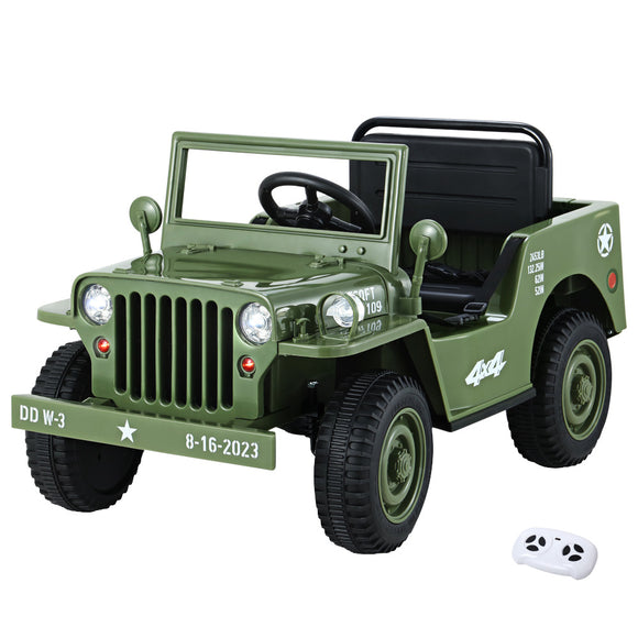 NNEDSZ Rigo Kids Ride On Car Off Road Military Toy Cars 12V Olive