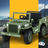 NNEDSZ Rigo Kids Ride On Car Off Road Military Toy Cars 12V Olive