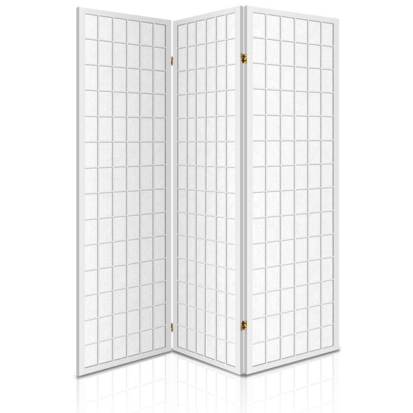 NNEDSZ 3 Panel Wooden Room Divider - White