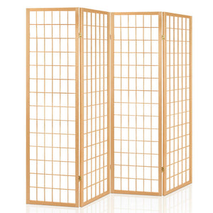 NNEDSZ 4 Panel Wooden Room Divider - Natural