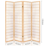 NNEDSZ 4 Panel Wooden Room Divider - Natural