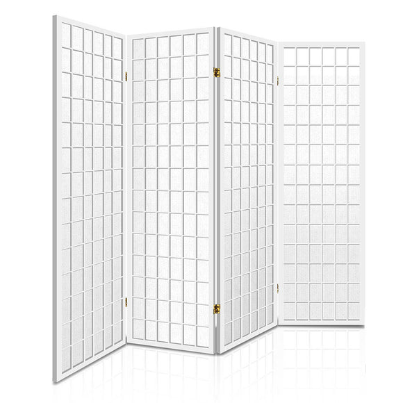 NNEDSZ 4 Panel Wooden Room Divider - White
