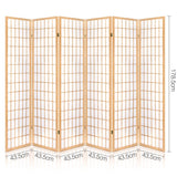 NNEDSZ 6 Panel Room Divider Privacy Screen Foldable Pine Wood Stand Natural