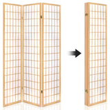 NNEDSZ 6 Panel Room Divider Privacy Screen Foldable Pine Wood Stand Natural