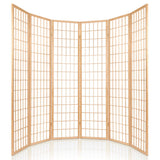 NNEDSZ 6 Panel Room Divider Privacy Screen Foldable Pine Wood Stand Natural