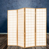 NNEDSZ 6 Panel Room Divider Privacy Screen Foldable Pine Wood Stand Natural