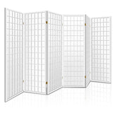 NNEDSZ 6 Panel Room Divider Privacy Screen Foldable Pine Wood Stand White