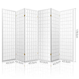 NNEDSZ 6 Panel Room Divider Privacy Screen Foldable Pine Wood Stand White