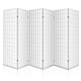 NNEDSZ 6 Panel Room Divider Privacy Screen Foldable Pine Wood Stand White