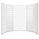 NNEDSZ 6 Panel Room Divider Privacy Screen Foldable Pine Wood Stand White