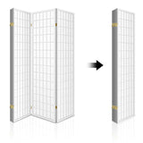 NNEDSZ 6 Panel Room Divider Privacy Screen Foldable Pine Wood Stand White