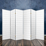 NNEDSZ 6 Panel Room Divider Privacy Screen Foldable Pine Wood Stand White