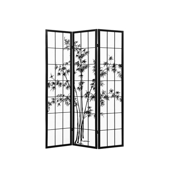 NNEDSZ 3 Panel Room Divider Screen Privacy Dividers Pine Wood Stand Shoji Bamboo Black White