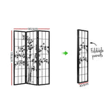 NNEDSZ 3 Panel Room Divider Screen Privacy Dividers Pine Wood Stand Shoji Bamboo Black White