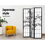 NNEDSZ 3 Panel Room Divider Screen Privacy Dividers Pine Wood Stand Shoji Bamboo Black White