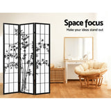 NNEDSZ 3 Panel Room Divider Screen Privacy Dividers Pine Wood Stand Shoji Bamboo Black White
