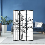 NNEDSZ 3 Panel Room Divider Screen Privacy Dividers Pine Wood Stand Shoji Bamboo Black White