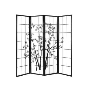 NNEDSZ 4 Panel Room Divider Screen Privacy Dividers Pine Wood Stand Shoji Bamboo Black White