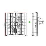 NNEDSZ 4 Panel Room Divider Screen Privacy Dividers Pine Wood Stand Shoji Bamboo Black White